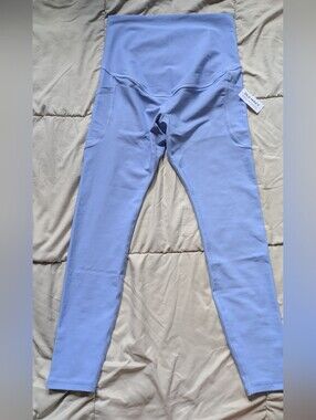 Old Navy Light Blue Maternity High Rise Powersoft Leggings with Side Pockets NWT